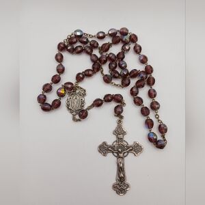 Vintage Malco Sterling Rosary Glass Purple Beads